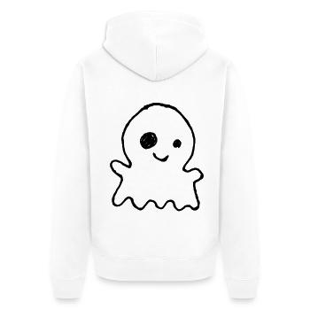Niedlicher Halloween-Geist als Kinderkritzelei - Unisex Premium Bio Zip Hoodie - Weiß - Hinten - Thijin (182cm)