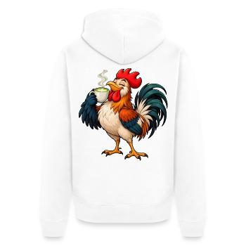  Hahn mit Matcha Latte – Lustiges Tiermotiv - Unisex Premium Bio Zip Hoodie - Weiß - Hinten - Thijin (182cm)