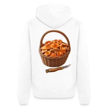 Der Pilzkorb - Unisex Premium Bio Zip Hoodie - Weiß - Hinten - Thijin (182cm)