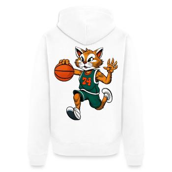 Katzen Basketball - Unisex Premium Bio Zip Hoodie - Weiß - Hinten - Thijin (182cm)