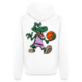 Alligator Basketball Krokodil - Unisex Premium Bio Zip Hoodie - Weiß - Hinten - Thijin (182cm)