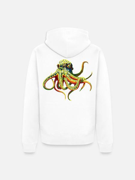 Neon-Oktopus  - Unisex Premium Bio Zip Hoodie - Weiß