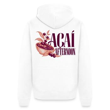 Acai Afternoon Botanischer Aufnäher mit Acai Bowl - Unisex Premium Bio Zip Hoodie - Weiß - Hinten - Thijin (182cm)