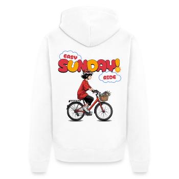 Easy Sunday Ride Fahrrad Anime Mädchen Geschenk - Unisex Premium Bio Zip Hoodie - Weiß - Hinten - Thijin (182cm)