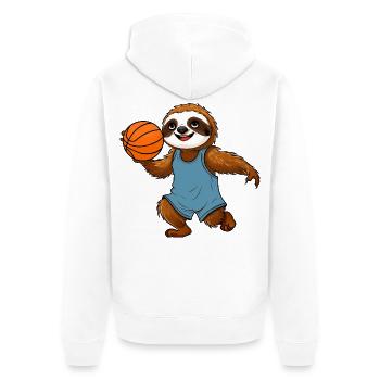 Faultiere Basketball - Unisex Premium Bio Zip Hoodie - Weiß - Hinten - Thijin (182cm)