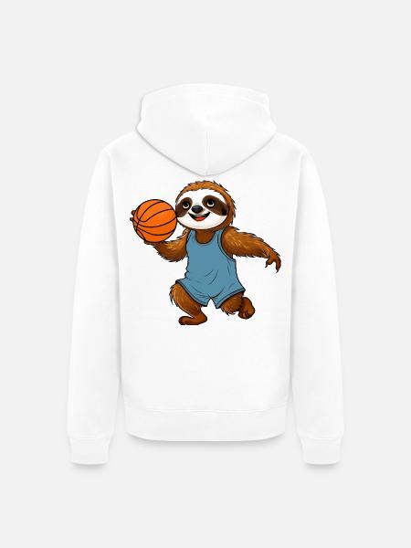 Faultiere Basketball - Unisex Premium Bio Zip Hoodie - Weiß