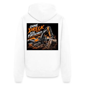 Fortschritt durch Schmutz - Unisex Premium Bio Zip Hoodie - Weiß - Hinten - Thijin (182cm)