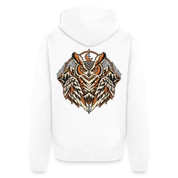 Nachtwächter Eule – Alpine Wildnis - Unisex Premium Bio Zip Hoodie - Weiß - Hinten - Thijin (182cm)