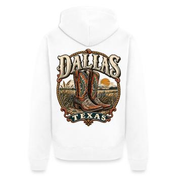 Texas Dallas Cowboy Stiefel - Unisex Premium Bio Zip Hoodie - Weiß - Hinten - Thijin (182cm)