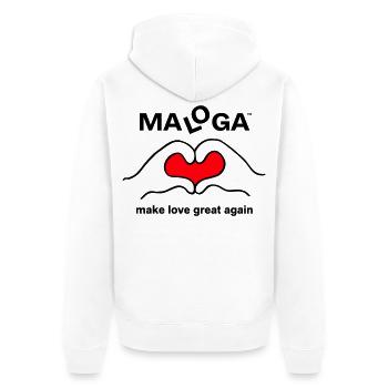 MALOGA - Make Love Great Again - Unisex Premium Bio Zip Hoodie - Weiß - Hinten - Thijin (182cm)