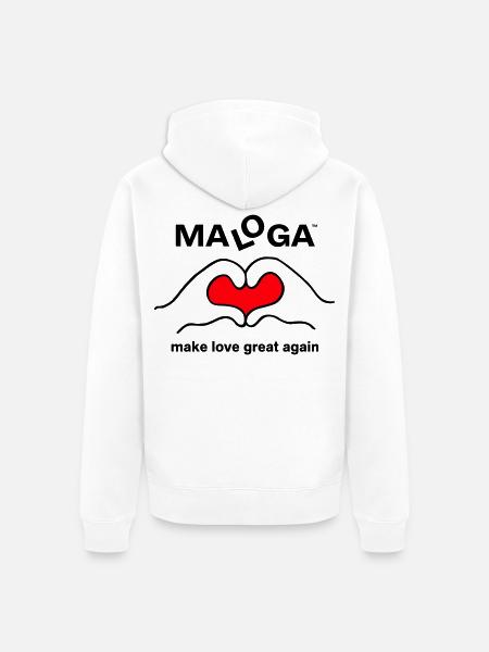 MALOGA - Make Love Great Again - Unisex Premium Bio Zip Hoodie - Weiß