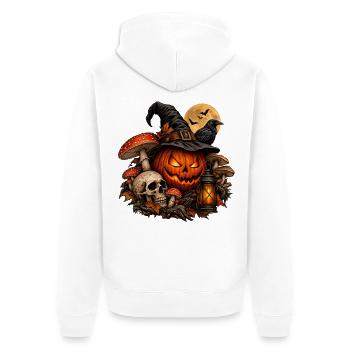 Dunkle Magie: Exklusives Halloween-Design - Unisex Premium Bio Zip Hoodie - Weiß - Hinten - Thijin (182cm)