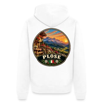 Wandern in den Dolomiten Italien Berge - Unisex Premium Bio Zip Hoodie - Weiß - Hinten - Thijin (182cm)