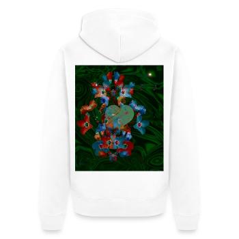 Märchenhaftes Design mit Herz und Blüten  - Unisex Premium Bio Zip Hoodie - Weiß - Hinten - Thijin (182cm)
