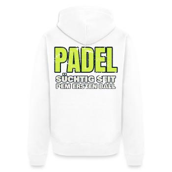 Padel - süchtig seit dem ersten Ball - Vintage - Unisex Premium Bio Zip Hoodie - Weiß - Hinten - Thijin (182cm)