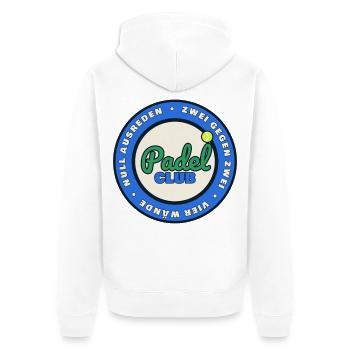 Padel Club - Zwei gegen Zwei, vier Wände - Unisex Premium Bio Zip Hoodie - Weiß - Hinten - Thijin (182cm)