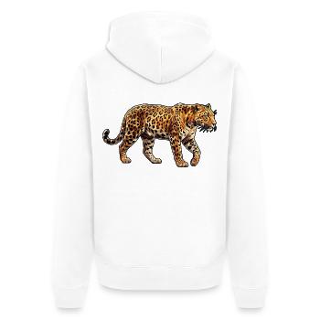 Poly Stil Leopard - Unisex Premium Bio Zip Hoodie - Weiß - Hinten - Thijin (182cm)