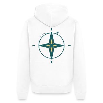 Nordstern Kompass Grafik - Unisex Premium Bio Zip Hoodie - Weiß - Hinten - Thijin (182cm)