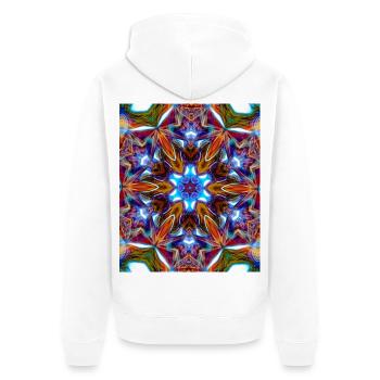 Bunter kaleidoskopische Mandala - Unisex Premium Bio Zip Hoodie - Weiß - Hinten - Thijin (182cm)