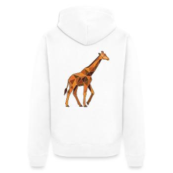 Poly Stil Giraffe - Unisex Premium Bio Zip Hoodie - Weiß - Hinten - Thijin (182cm)
