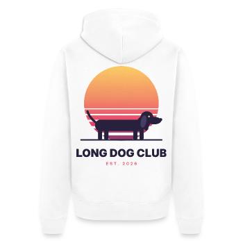 Long Dog Club - Unisex Premium Bio Zip Hoodie - Weiß - Hinten - Thijin (182cm)