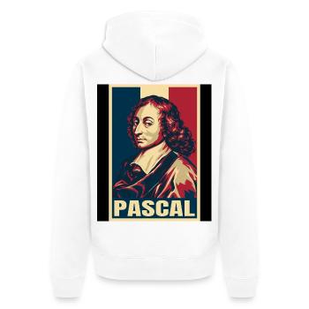 Blaise Pascal France Pop Art - Unisex Premium Bio Zip Hoodie - Weiß - Hinten - Thijin (182cm)