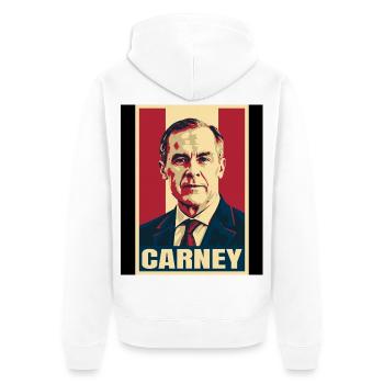 Mark Carney Canada Pop Art - Unisex Premium Bio Zip Hoodie - Weiß - Hinten - Thijin (182cm)