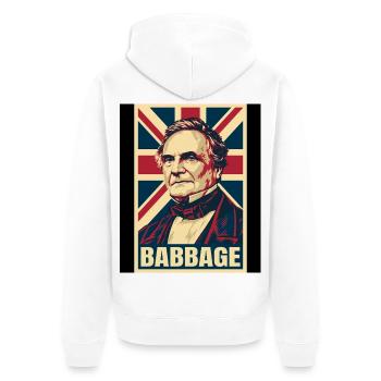 Charles Babbage UK Pop Art - Unisex Premium Bio Zip Hoodie - Weiß - Hinten - Thijin (182cm)
