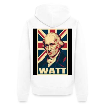 James Watt UK Pop Art - Unisex Premium Bio Zip Hoodie - Weiß - Hinten - Thijin (182cm)