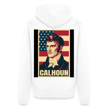 John C. Calhoun USA Pop Art - Unisex Premium Bio Zip Hoodie - Weiß - Hinten - Thijin (182cm)