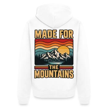 Retro Sunset Mountains Naturliebhaber-Outdoor-Wanderung - Unisex Premium Bio Zip Hoodie - Weiß - Hinten - Thijin (182cm)
