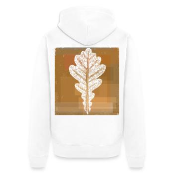 Eichenblatt - Botanisch / Stencil Quadrat Rahmen - Unisex Premium Bio Zip Hoodie - Weiß - Hinten - Thijin (182cm)