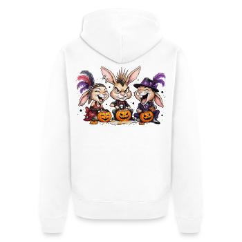 Häschen Halloween Kürbis Schnitzen - Unisex Premium Bio Zip Hoodie - Weiß - Hinten - Thijin (182cm)