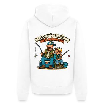 Angler Papa Angeln mit Kindern Familienangeln - Unisex Premium Bio Zip Hoodie - Weiß - Hinten - Thijin (182cm)