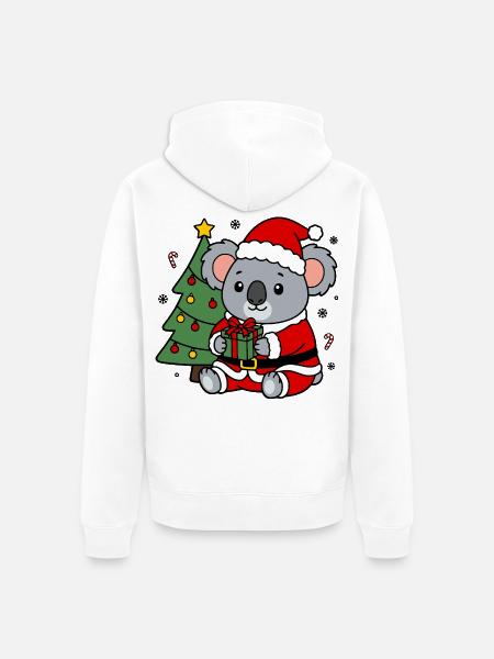 Süßes Kawaii-Koala-Weihnachts-Weihnachtsgeschenk - Unisex Premium Bio Zip Hoodie - Weiß