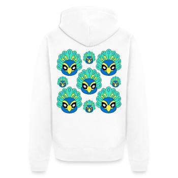 Süßes Pfauengesicht - Unisex Premium Bio Zip Hoodie - Weiß - Hinten - Thijin (182cm)