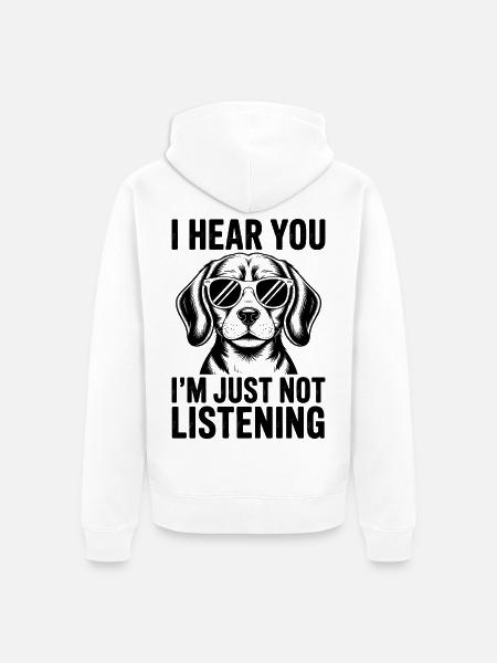 Beagle Spruch Hunde Lustiges Beagle Geschenk - Unisex Premium Bio Zip Hoodie - Weiß