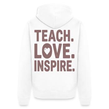 Teach Love Inspire Heart Typo Design - Unisex Premium Bio Zip Hoodie - Weiß - Hinten - Thijin (182cm)