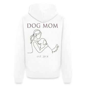Hundemama Linienkunst mit Welpen - Unisex Premium Bio Zip Hoodie - Weiß - Hinten - Thijin (182cm)