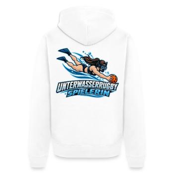 Unterwasserrugby Spielerin Illustration - Unisex Premium Bio Zip Hoodie - Weiß - Hinten - Thijin (182cm)