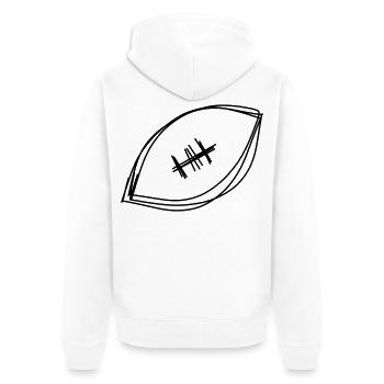 Football handgezeichnet - Unisex Premium Bio Zip Hoodie - Weiß - Hinten - Thijin (182cm)