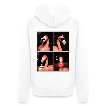 Flamingos Flamingo - Unisex Premium Bio Zip Hoodie - Weiß - Hinten - Thijin (182cm)