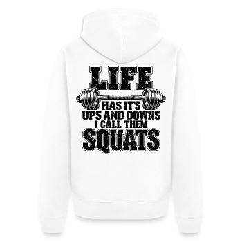 Lustige Fitness-Gewichtheber-Gym-Workout-Motivation - Unisex Premium Bio Zip Hoodie - Weiß - Hinten - Thijin (182cm)