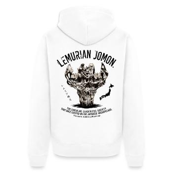 Lemurian Jomon Japan - Circular Society Pottery - Unisex Premium Bio Zip Hoodie - Weiß - Hinten - Thijin (182cm)