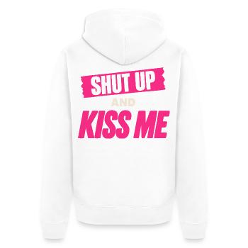 Shut Up And Kiss Me Küss Mich Einfach Valentinstag - Unisex Premium Bio Zip Hoodie - Weiß - Hinten - Thijin (182cm)