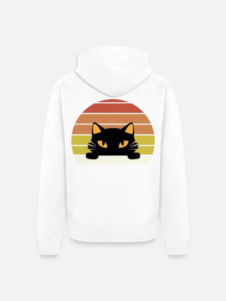 Katze Retro - Unisex Premium Bio Zip Hoodie - Weiß