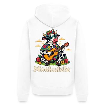 Mookulele lustige Kuh spielt Ukulele-Musiker - Unisex Premium Bio Zip Hoodie - Weiß - Hinten - Thijin (182cm)