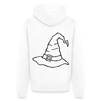 Krummer Hexenhut – Halloween-Kritzelzeichnung - Unisex Premium Bio Zip Hoodie - Weiß - Hinten - Thijin (182cm)