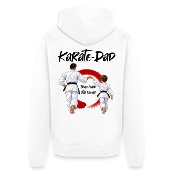 Karate Dad mit Sohn - Unisex Premium Bio Zip Hoodie - Weiß - Hinten - Thijin (182cm)