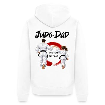 Judo Dad mit Tochter - Unisex Premium Bio Zip Hoodie - Weiß - Hinten - Thijin (182cm)